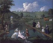 Edward Haytley The Brockman Family and Friends at Beachborough Manor the Temple Pond looking towards the Rotunda painting